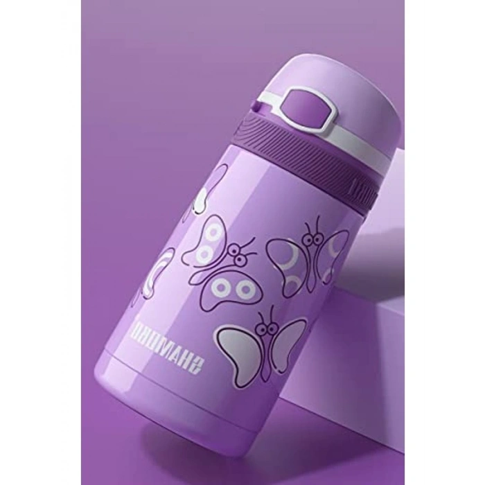 Pipetli Paslanmaz Çelik Termos, 350 ml Kapasite ile Çocuklar İçin