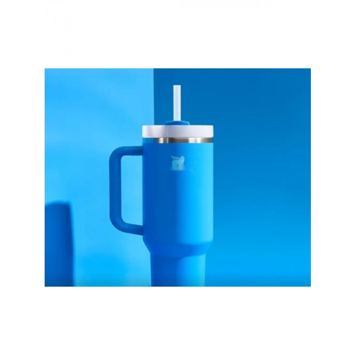 Pipetli Termos Bardak, Mavi, 0.89 Litre