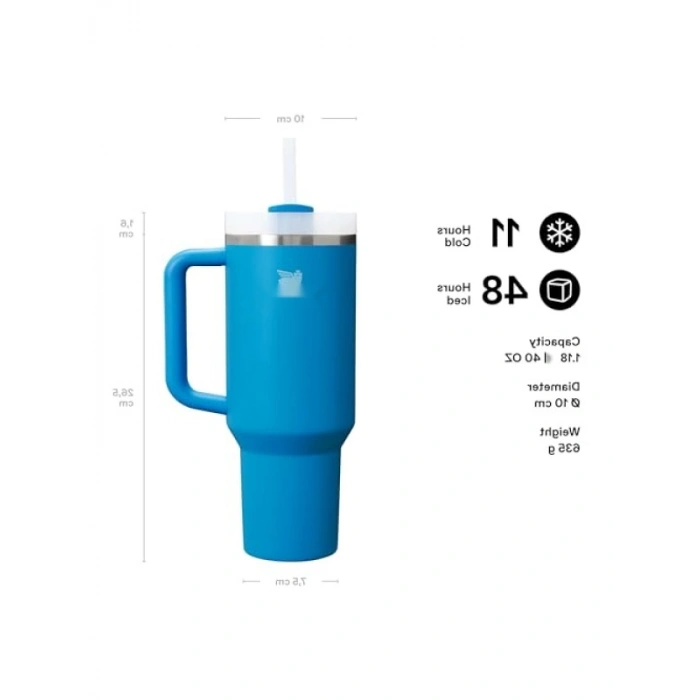 Pipetli Termos Bardak, Mavi, 0.89 Litre