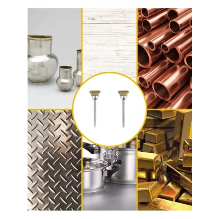Pirinç Fırça Seti, 13 mm, 2li, Altın, Bronz ve Bakır Temizleme İçin