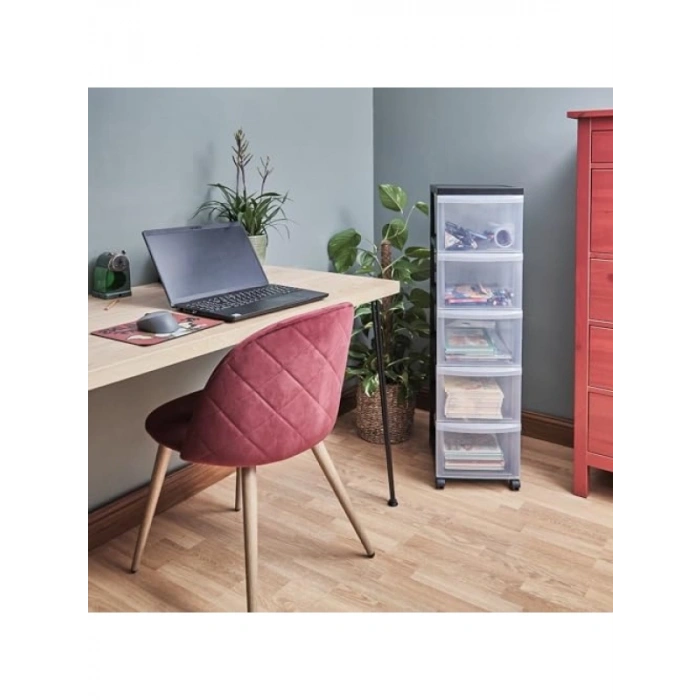 Plastik Çekmeceli Saklama Ünitesi, A4 Formatı, 5 Çekmeceli