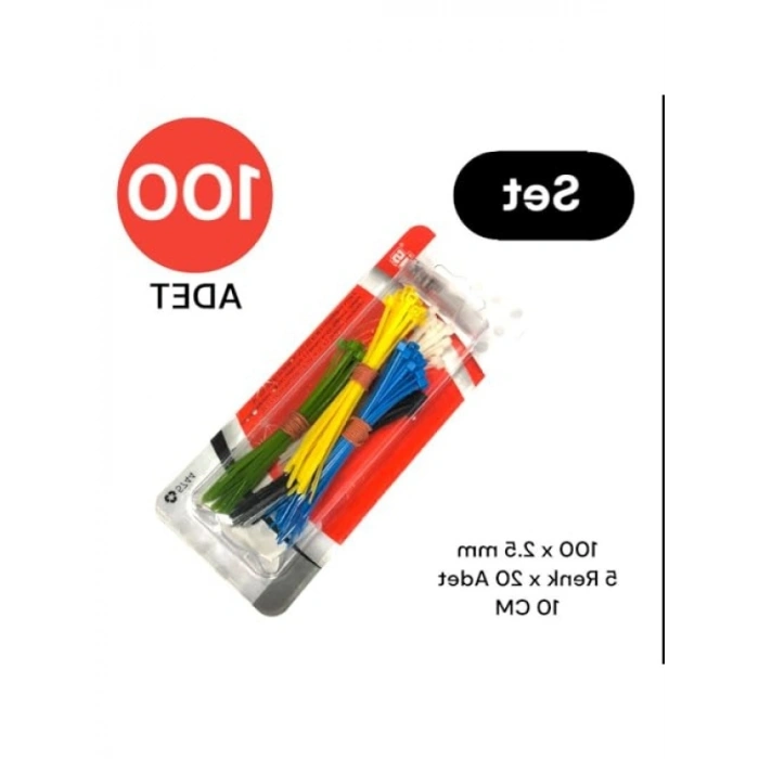 Plastik Kablo Bağı Klipsi - 100 Adet Karışık Renk Seti