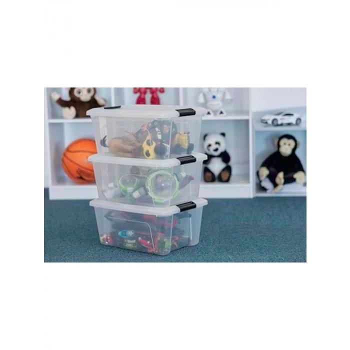 Plastik Kutu Düzenleyici, 6lı Paket, Klipsli, 6 x 15 L, Şeffaf