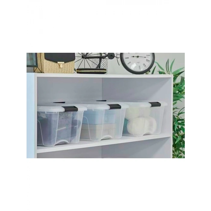 Plastik Kutu Düzenleyici, 6lı Paket, Klipsli, 6 x 15 L, Şeffaf