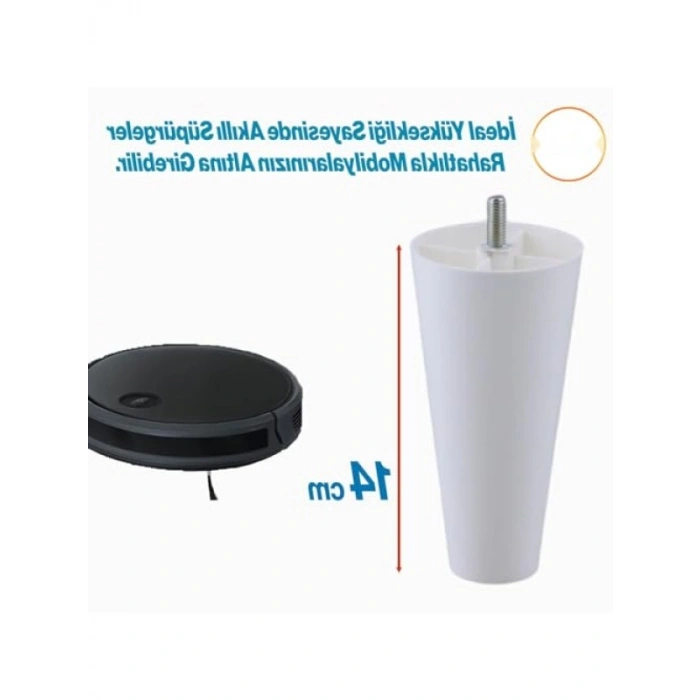 Plastik Mobilya Ayakları - 14 cm, Beyaz Renk, 4 ADET
