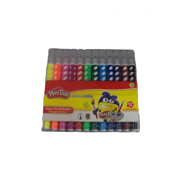 Play-Doh Playdoh 12 Renk Üçgen Keçeli Kalem Pvc Kutu Ke019