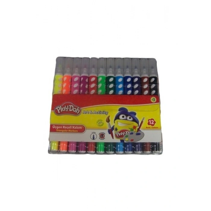 Play-Doh Playdoh 12 Renk Üçgen Keçeli Kalem Pvc Kutu Ke019