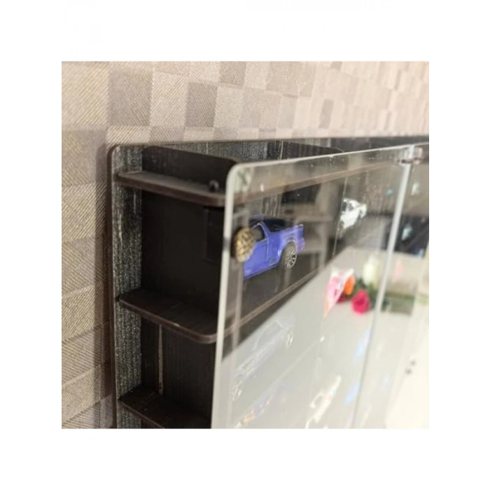 Pleksi Kapaklı 1/64 Ölçekli Model Araç Rafı, 50 Araç Kapasitesi