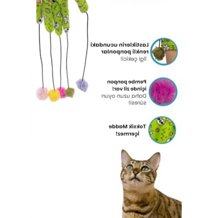 Ponponlu Kedi Oltası, Çıngıraklı İpli, Eğlenceli Oyun