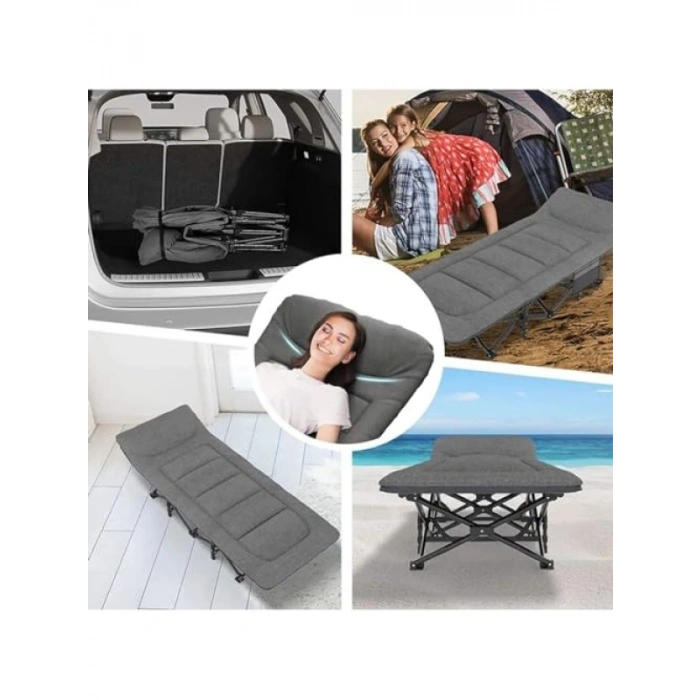 Portatif Kamp Yatağı - Gri Renk, 190x68x35 cm
