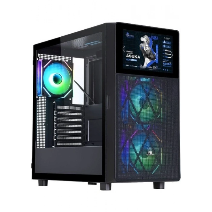 PowerBoost PB-P4367BB USB 3.0, ATX LCD Mesh Panel, ARGB Fan, Siyah Kasa (PSU Yok) (JBST-PBP4367BB)