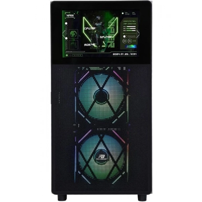 PowerBoost PB-P4367BB USB 3.0, ATX LCD Mesh Panel, ARGB Fan, Siyah Kasa (PSU Yok) (JBST-PBP4367BB)