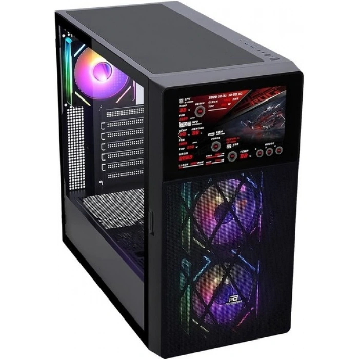 PowerBoost PB-P4367BB USB 3.0, ATX LCD Mesh Panel, ARGB Fan, Siyah Kasa (PSU Yok) (JBST-PBP4367BB)