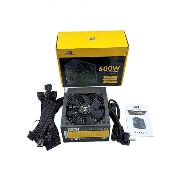 PowerBoost PB600AR 600W APFC 2*PCI-E 6+2 Pin 12cm Siyah Fanlı ATX PSU (Retail Box) (JPSU-PB600AR)