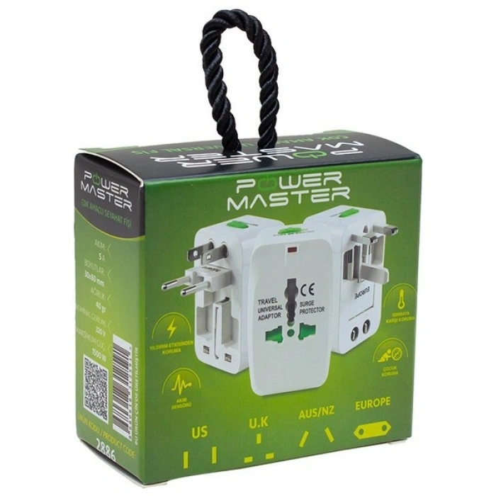 Powermaster PM-2886 Universal Çoklu Priz Çevirici Seyahat Adaptörü