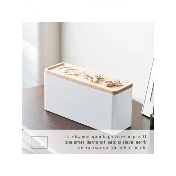 Pratik 3 Katlı Takı Kutusu - Beyaz Renk