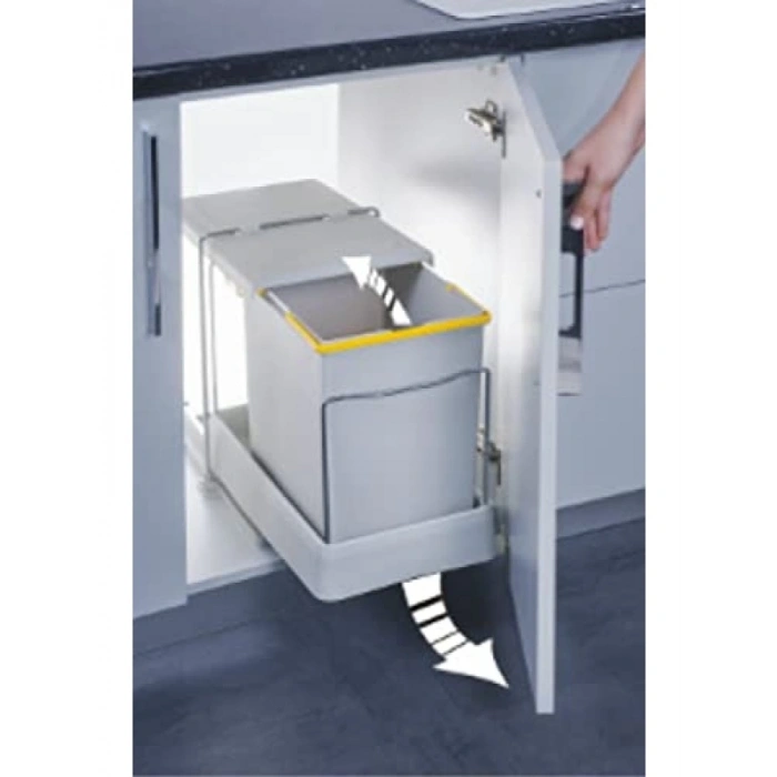 Pratik Dolap İçi Raylı Çöp Kovası - 20 Litre