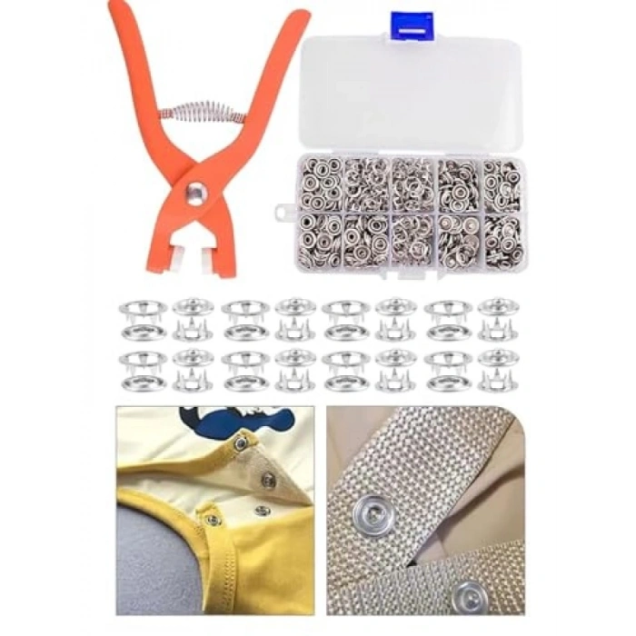 Pratik Düğme Takma Aparatı ve 100 Adet Çıt Çıt