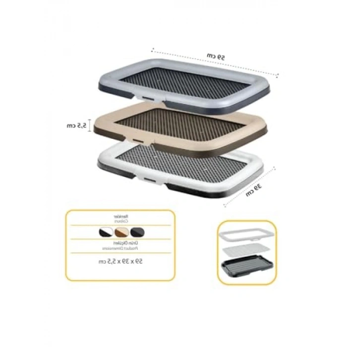 Pratik Köpek Tuvaleti - Gri-Antrasit Renk, 40x60 cm Elekli