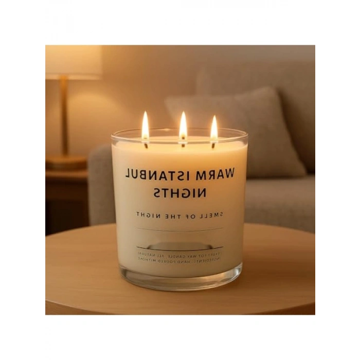 Premium 12 oz Soya Mumu, 3 Fitilli, 45+ Saat Yanma Süresi