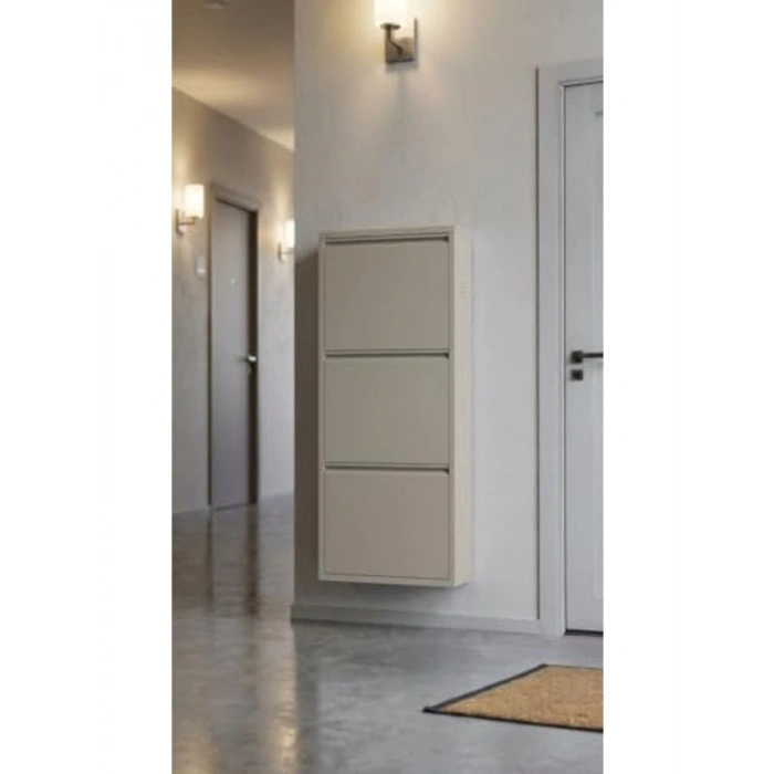 Premium 3lü Metal Ayakkabılık, Modern Tasarım, Bej Renk