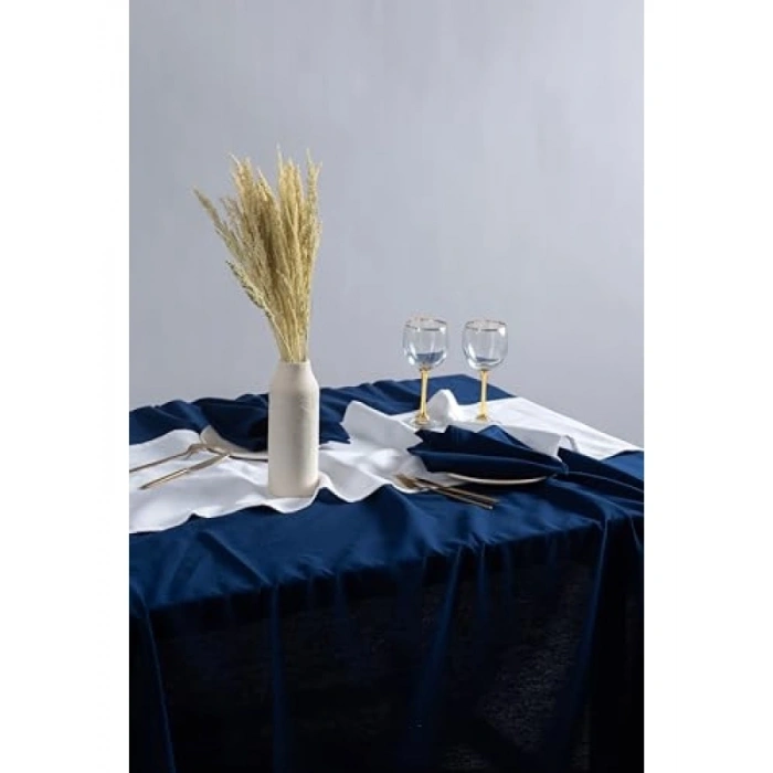 Premium Keten Masa Örtüsü, Lacivert, 110 x 160 cm