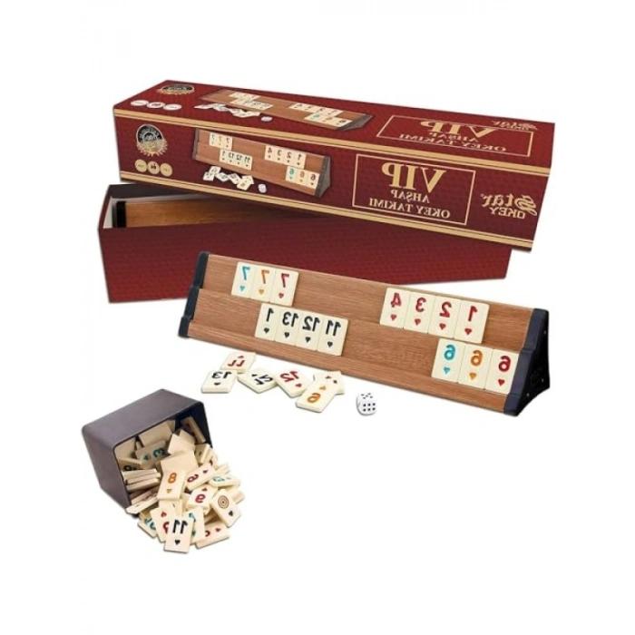 Premium Okey Ahşap Set, Melamin Taşlarla