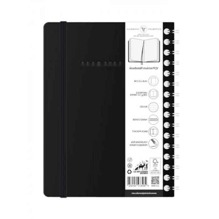 Premium Spiralli Sert Kapak Defter, 14.8x21 cm, Çizgili