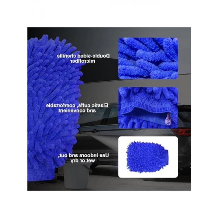 Premium Yumuşak Mikrofiber Yıkama Eldiveni, Çift Taraflı ve Çizilmez
