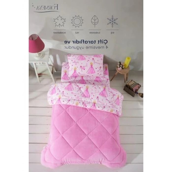 Prenses Desenli Çift Taraflı Wellsoft Uyku Seti