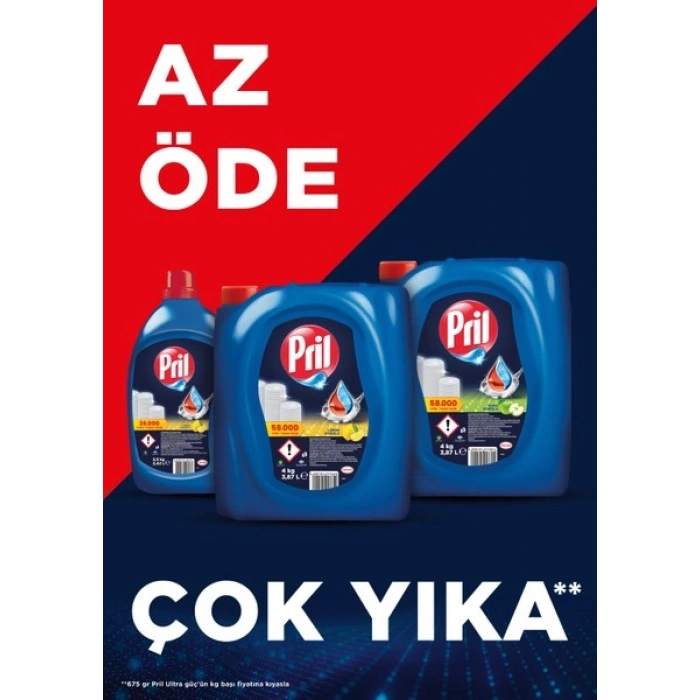 Pril Elde Yıkama Bulaşık Deterjanı Limon Kokulu 4 kg Soğuk Suda Etkili