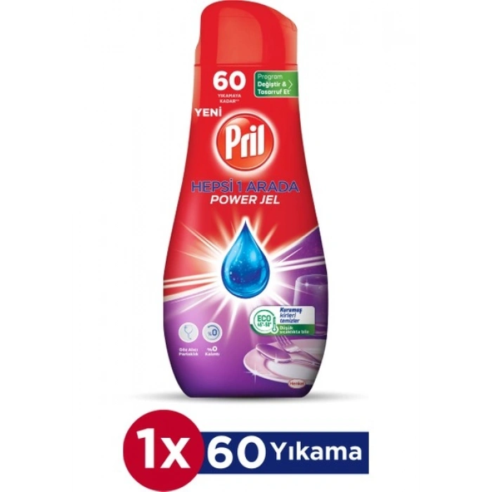 Pril Hepsi 1 Arada Jel Tablet Bulaşık Makinesi Deterjanı 60 Yıkama