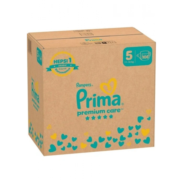 Prima PremiumCare Bebek Bezi Aylık Fırsat Paketi 5 Numara 108 Adet Bez
