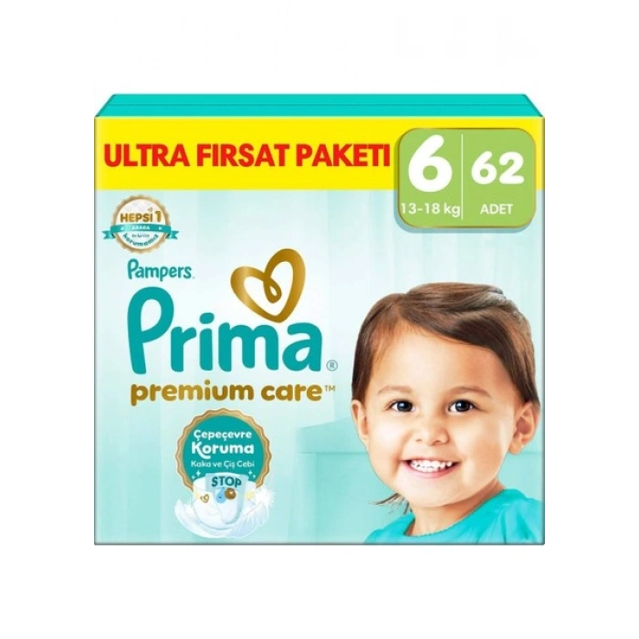 Prima PremiumCare Bebek Bezi Fırsat Paketi 6 Numara 62 Adet Bez