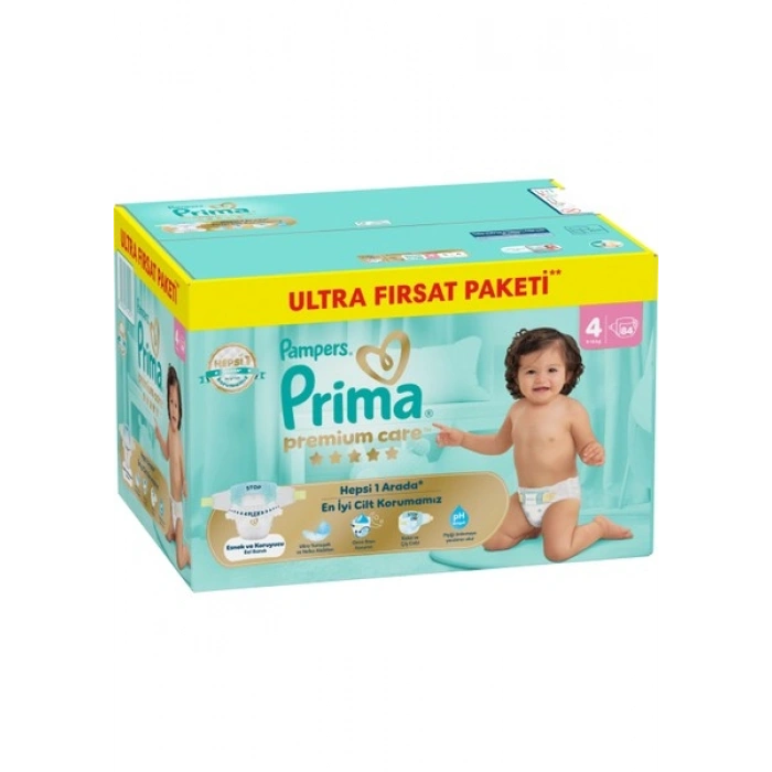 Prima PremiumCare Bebek Bezi Ultra Fırsat Paket 4 Numara 84 Adet Bez