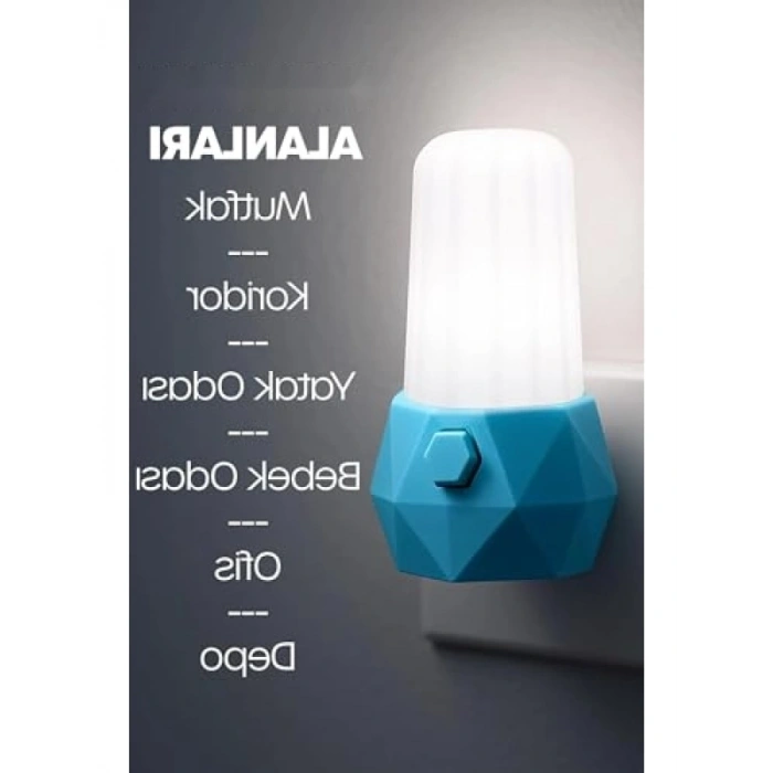 Prizma Şeklinde Gece Lambası, Mavi Renk