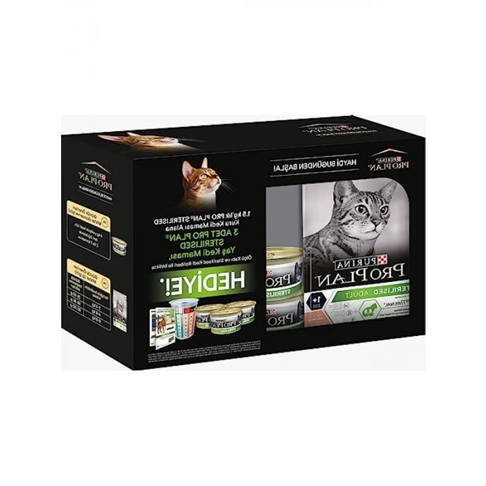 Pro Plan Sterilised Somonlu Kuru Kedi Maması 1.5 kg +3 Pouch Hediye