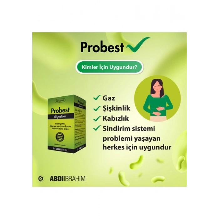 Probest Probiyotik Digestive 20 Kapsül - Sindirim Sistemi Destekleyici Abdi İbrahim