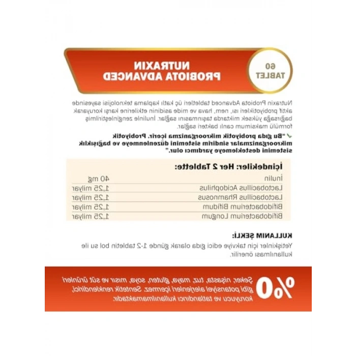 Probiyotik Takviye Tableti - 60 Tablet, Canlı İçerik