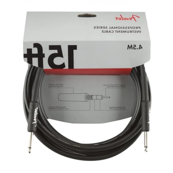 Professional Series Gitar Enstrüman Kablosu, 4,5 m, Düz/Düz, Siyah