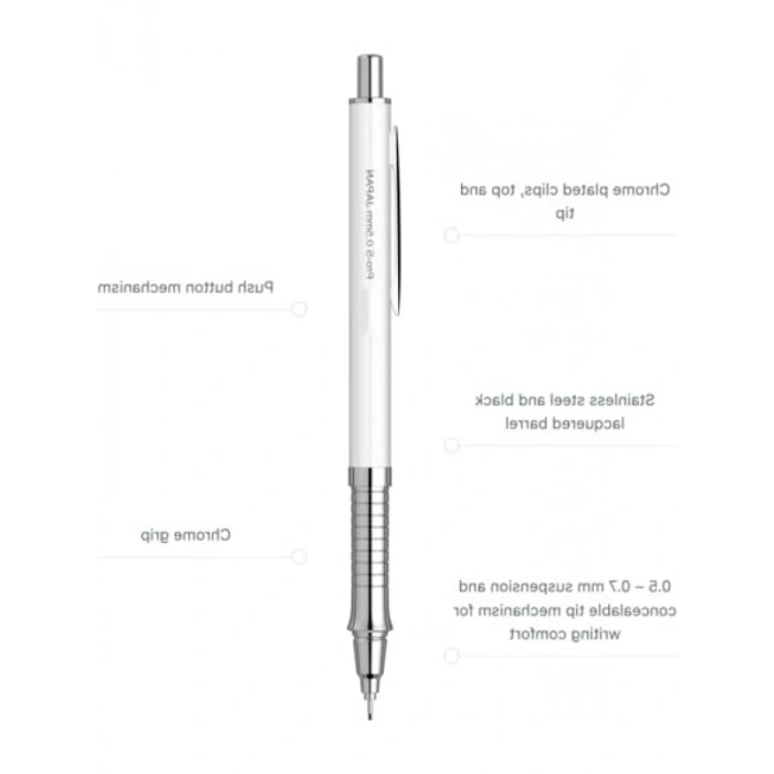 Profesyonel 0.5 Mm Mekanik Kurşun Kalem - Beyaz