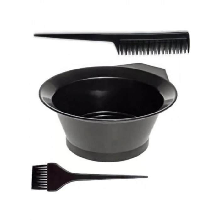 Profesyonel 3lü Saç Boyama Seti - Fırça, Tarak ve Boya Kabı