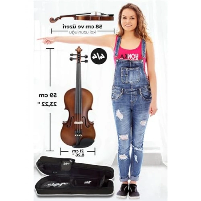 Profesyonel 4/4 Keman Seti, Yastık ve Susturucu Dahil