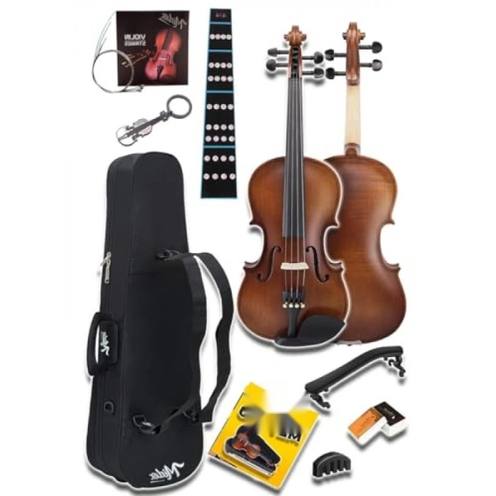 Profesyonel Ahşap Mat Keman 4/4 Tam Boy Seti