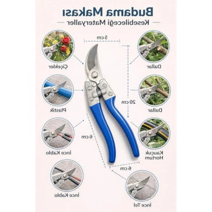 Profesyonel Bahçe Budama Makası, Paslanmaz Çelik, Ergonomik Tasarım