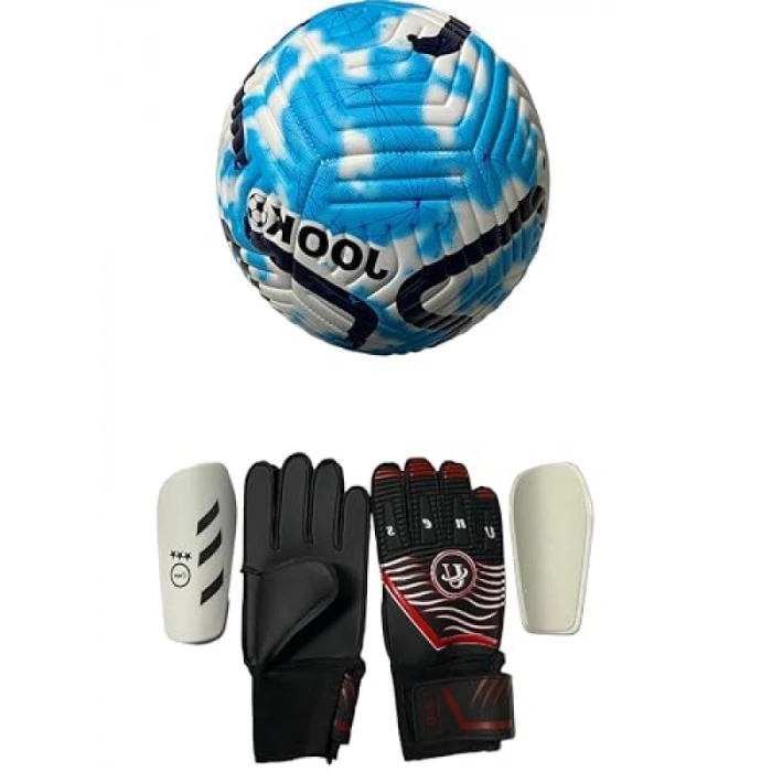 Profesyonel Dikişli Futbol Topu ve Eldiven Tekmelik Seti - 5 Numara