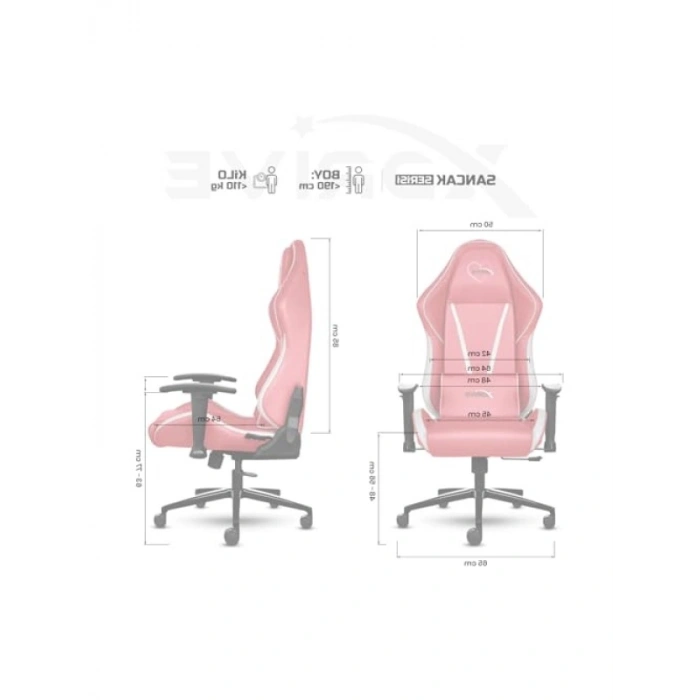 Profesyonel Ergonomik Oyuncu Koltuğu | Pembe/Beyaz