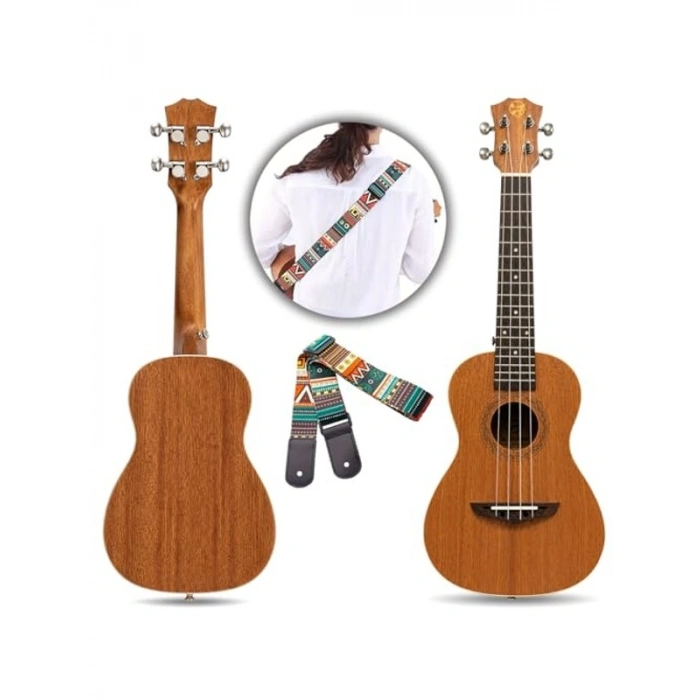Profesyonel Maun Ağacı Ukulele Seti, 23 İnç, Açık Maun Renk