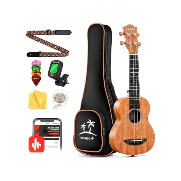 Profesyonel Soprano Ukulele Seti - Doğal Renk