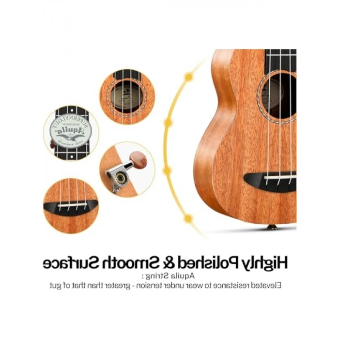 Profesyonel Soprano Ukulele Seti - Doğal Renk